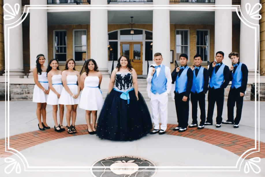 Young people posing at formal gathering