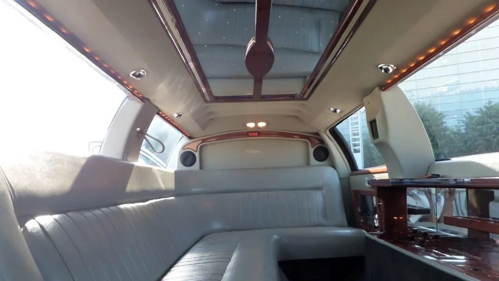 Luxurious limousine interior with leather seating