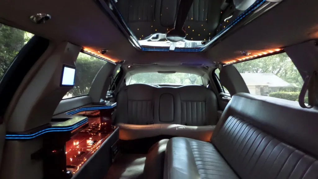 Spacious limousine with sleek leather seats