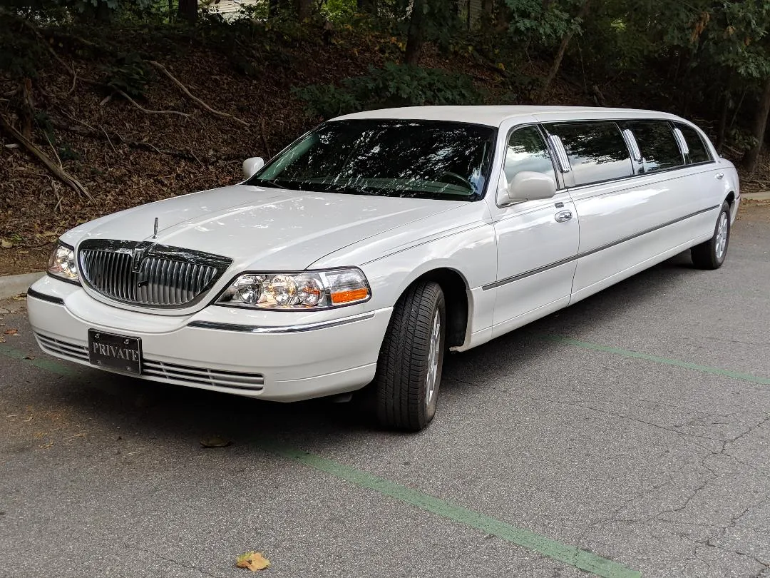 Elegant limousine in parking area